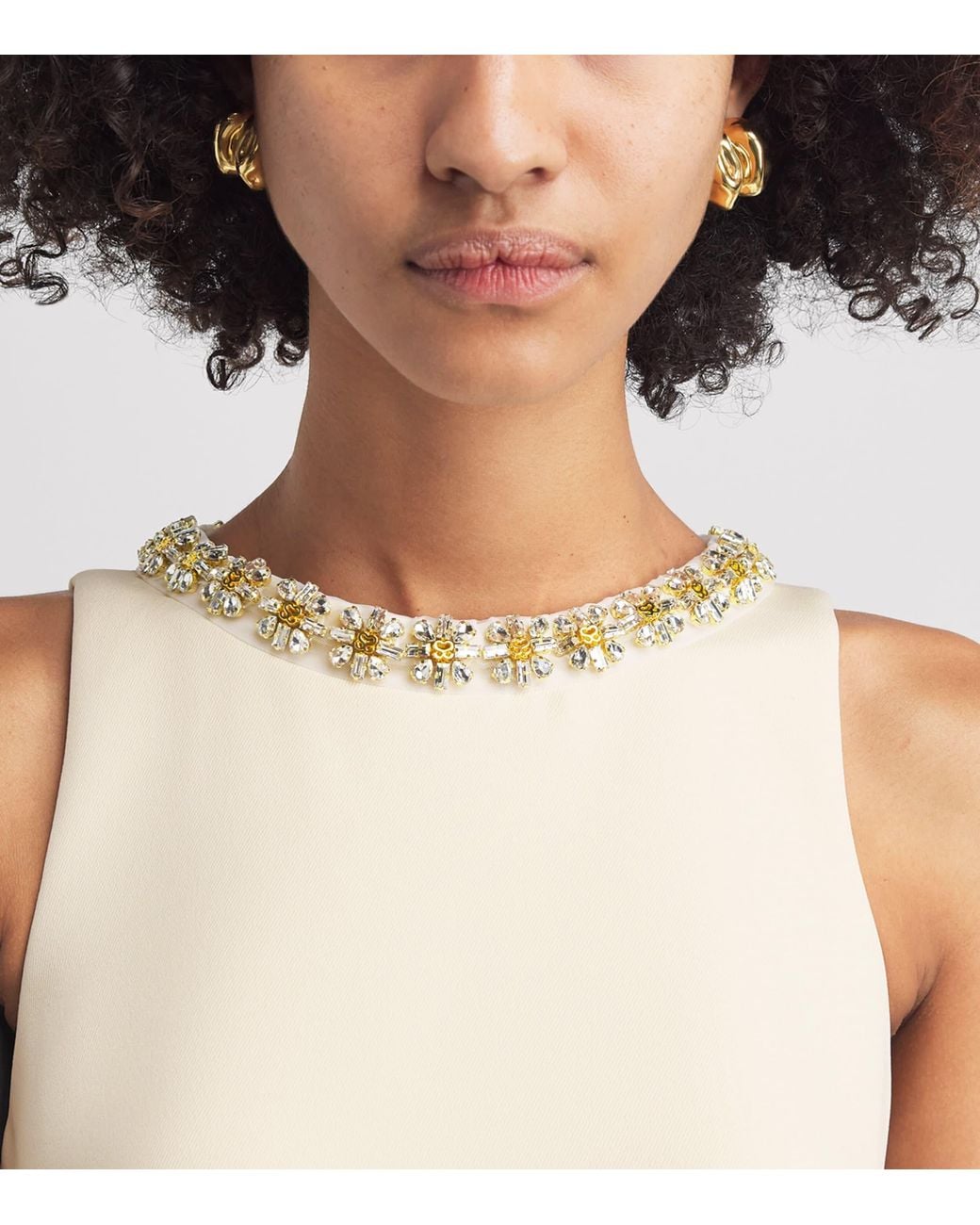Sandro Natural Crystal-Embellished Mini Dress