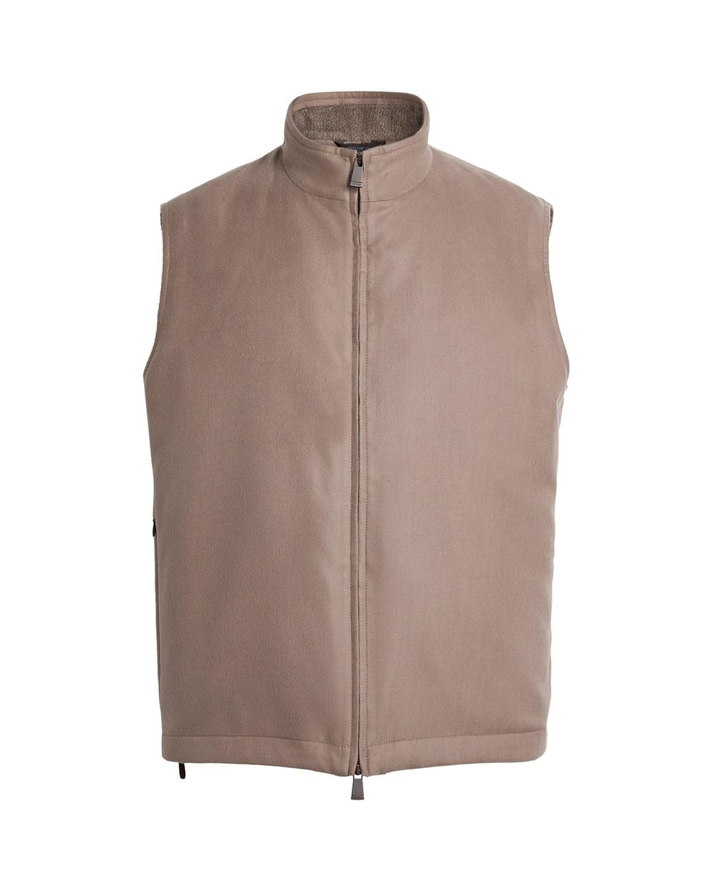 Colombo Brown Cashmere Leather Trim Gilet for men