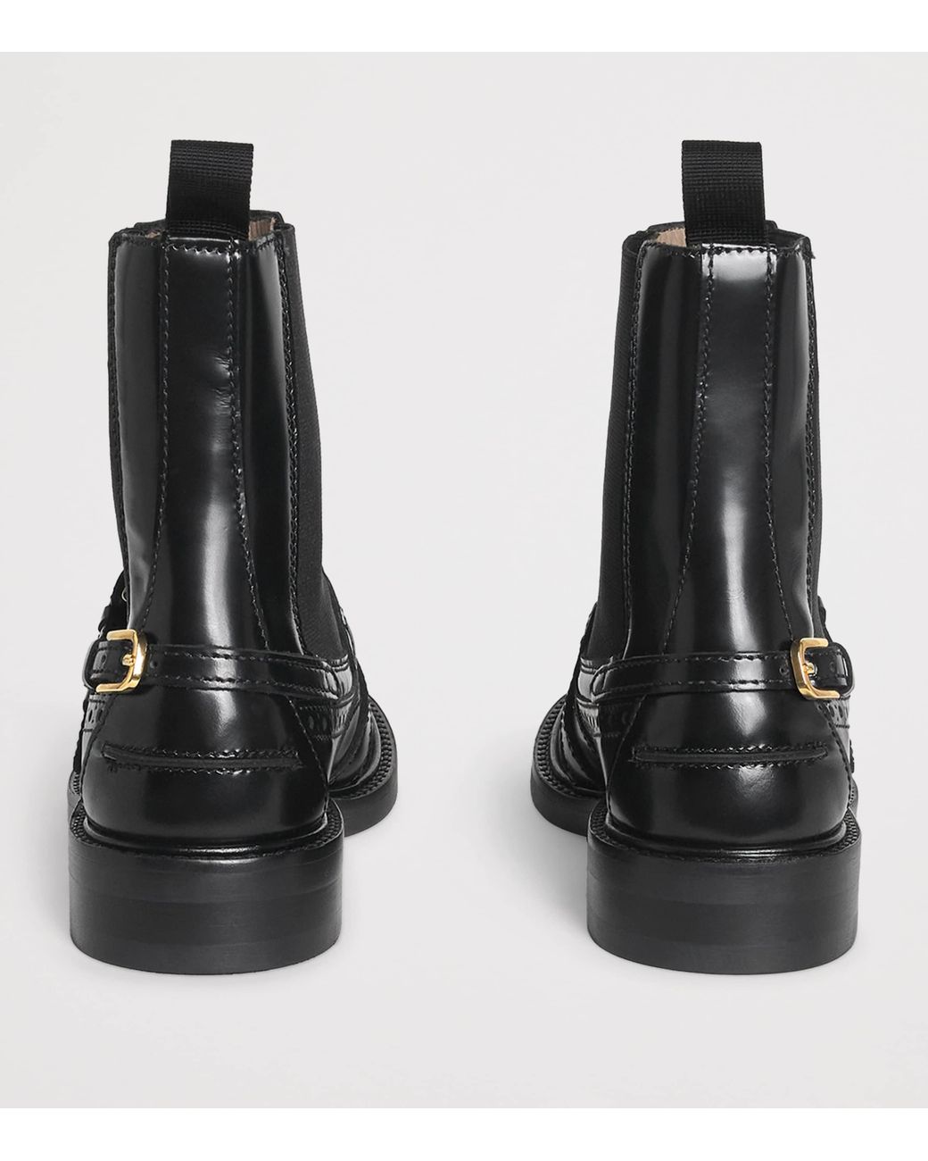 Sandro Black Leather Buckled Chelsea Boots