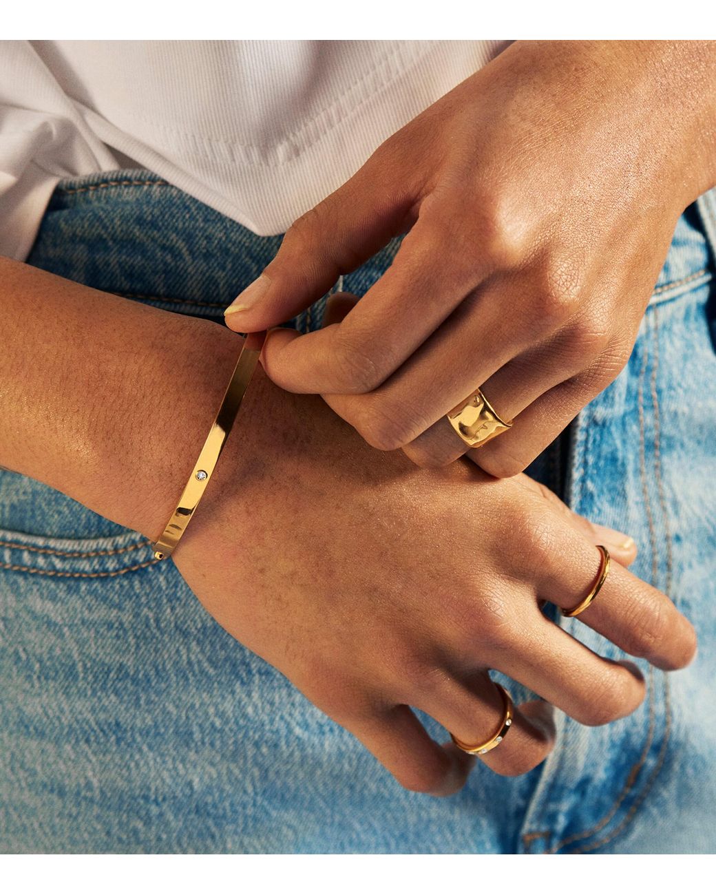 Monica Vinader Metallic Vermeil And Diamond Essential Station Ring