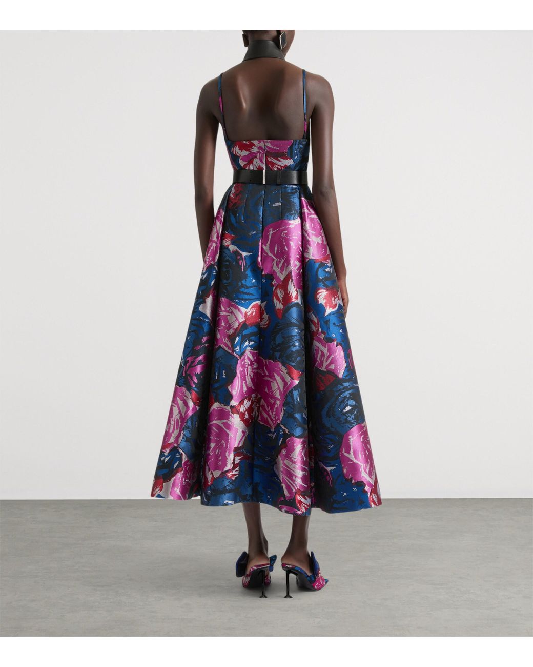 Givenchy Blue Floral Jacquard Midi Dress
