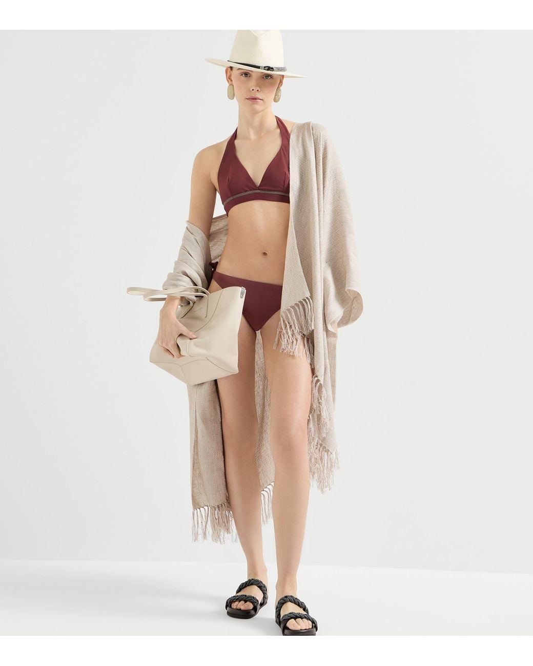 Brunello Cucinelli Purple Side-Tie Bikini Bottoms