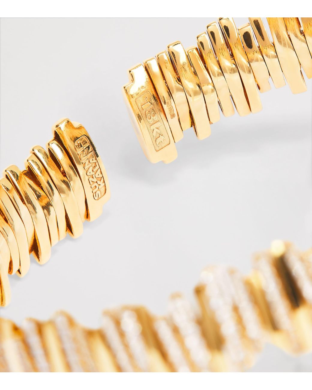 Suzanne Kalan Metallic And Diamond Half Pavé Cuff Bangle