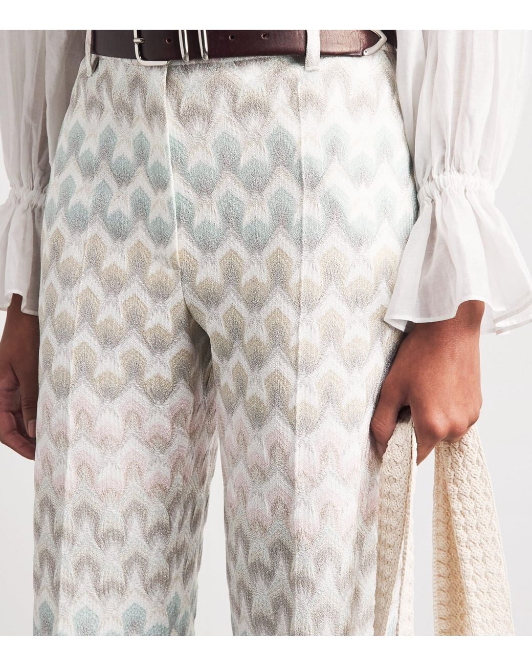 Missoni White Metallic Woven Tailored Trousers
