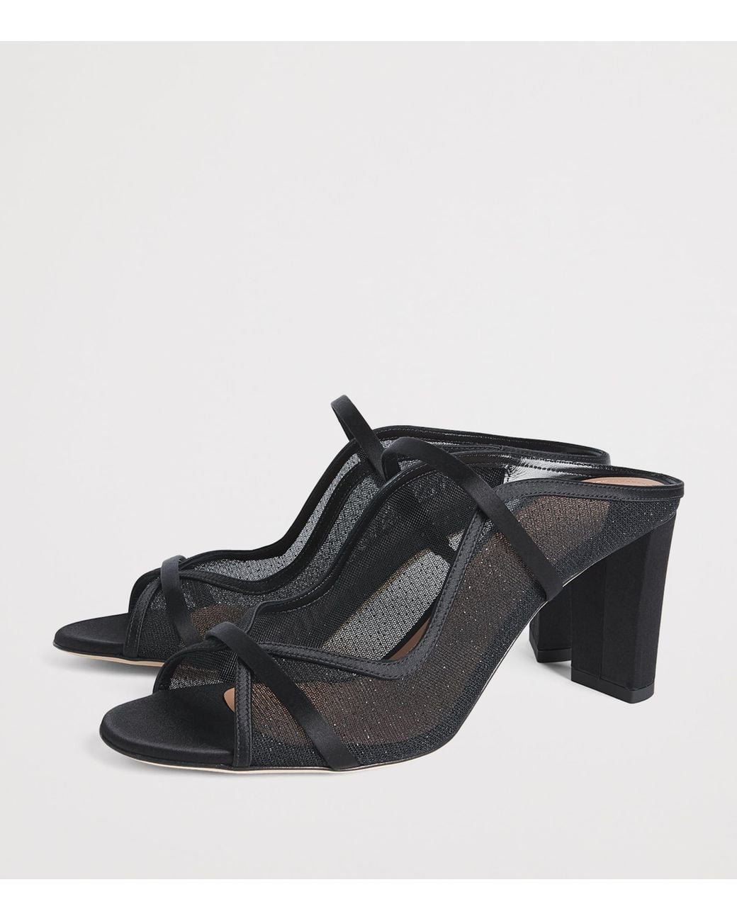 Malone Souliers Black Mesh Norah Heeled Sandals 70