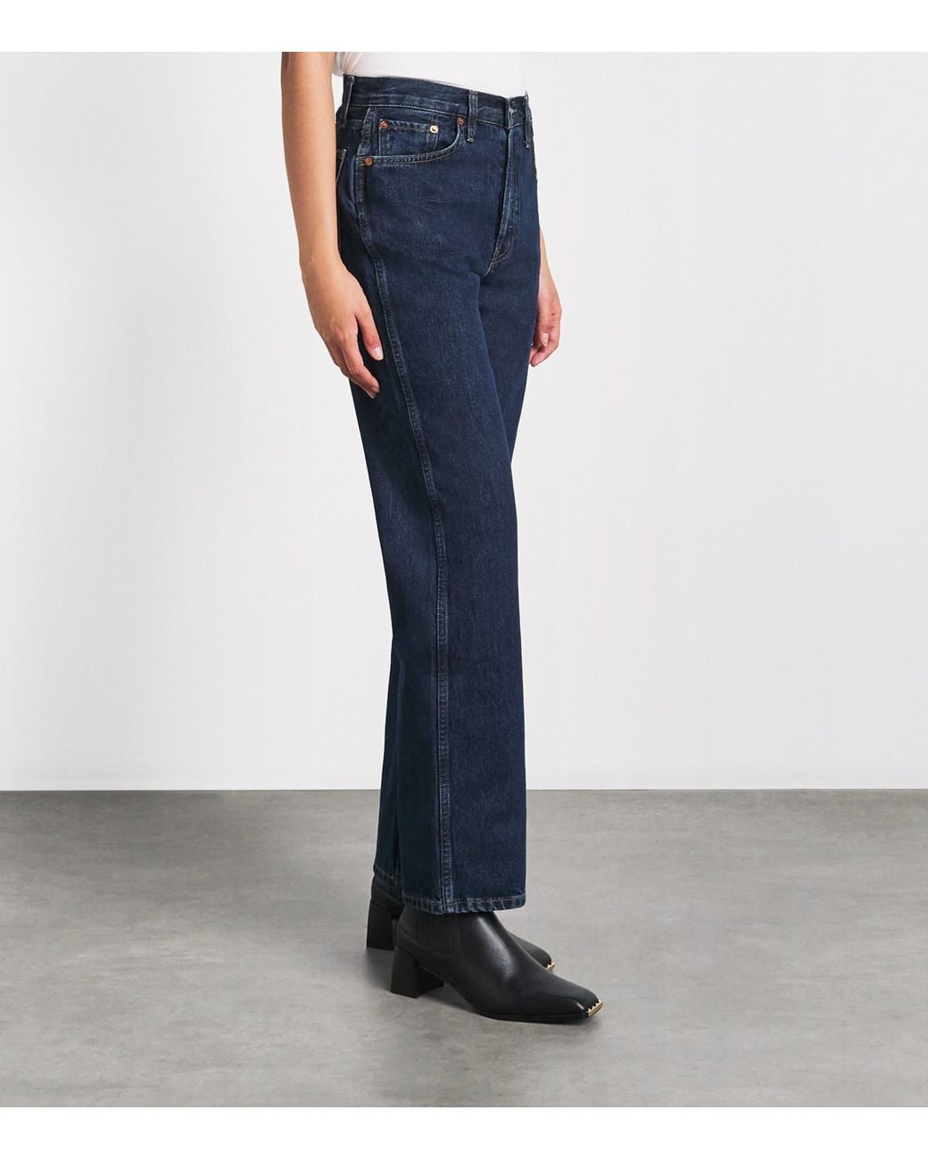 Re/done Blue Organic Cotton Loose High-Rise Jeans