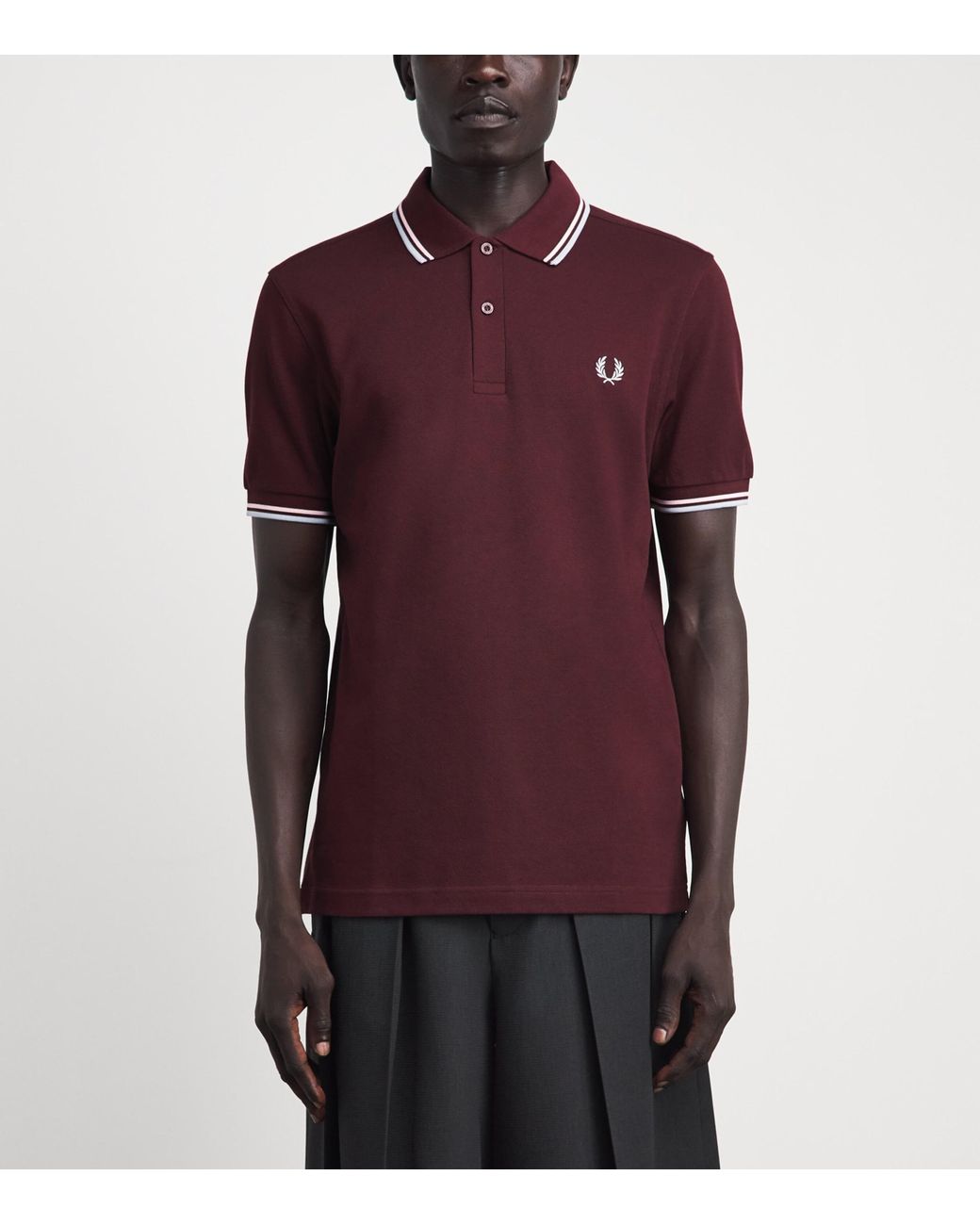 Fred Perry Red Cotton Twin Tipped Polo Shirt for men