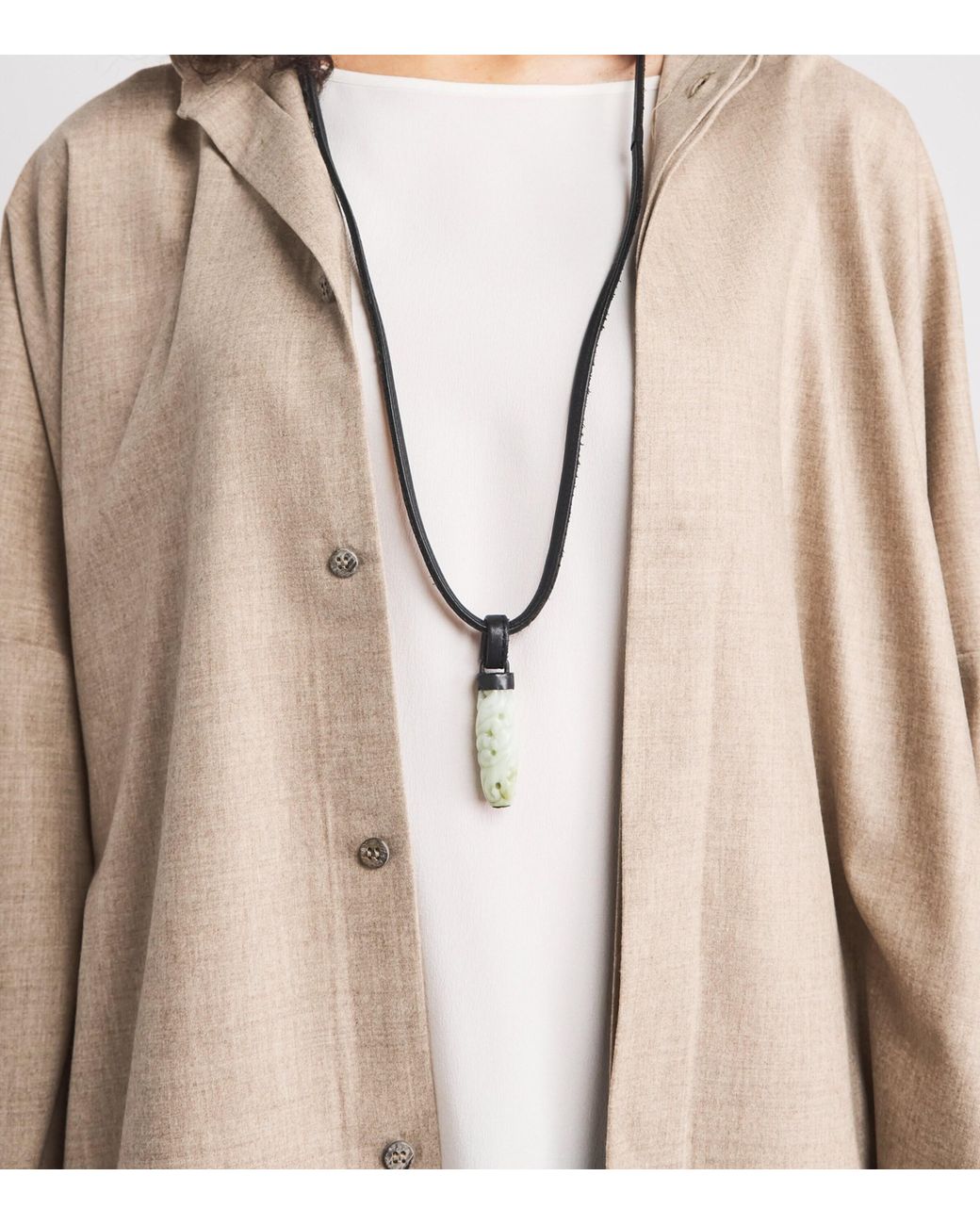 Eskandar Brown Virgin Wool-Cashmere Double Stand-Collar Shirt