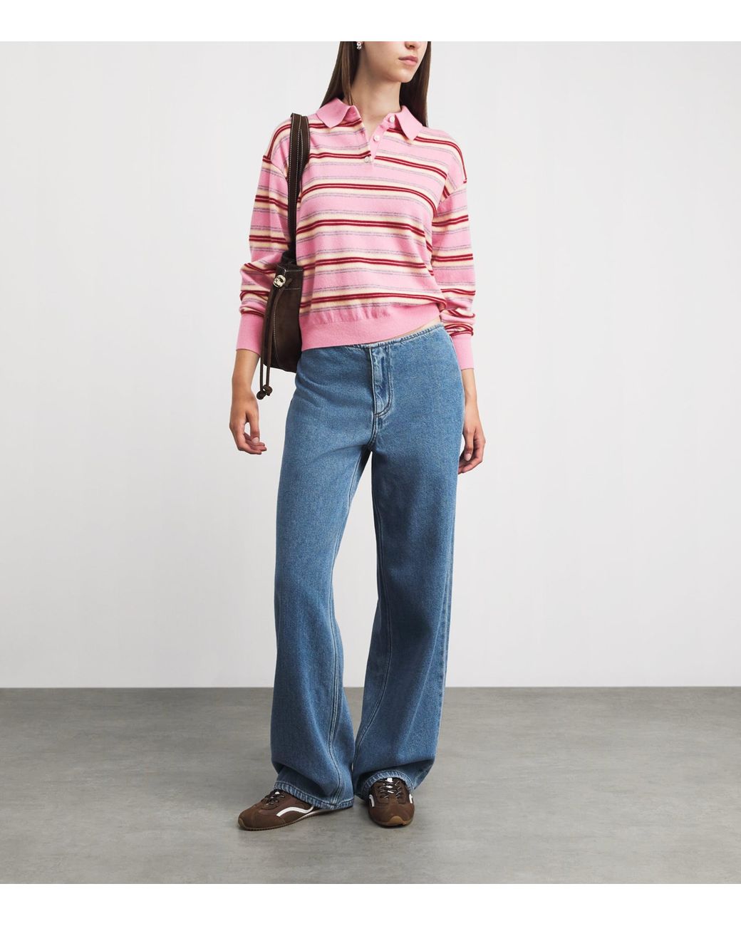 Guest In Residence Pink Cashmere Collegiate Stripe Sweater