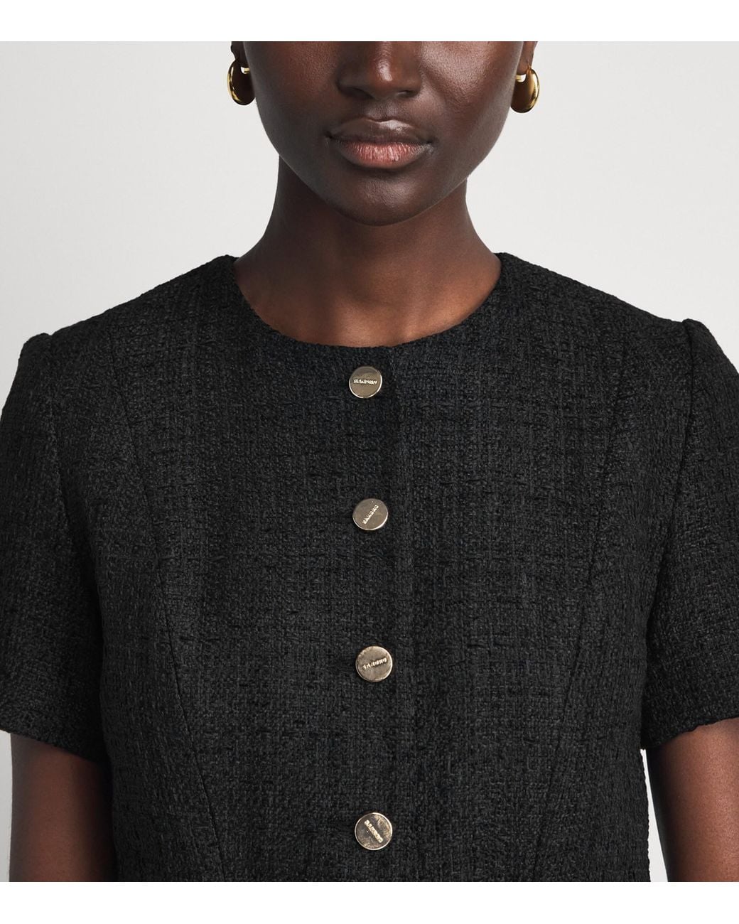Sandro Black Tweed Belted Mini Dress