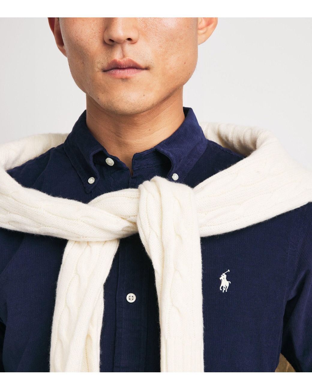 Polo Ralph Lauren Blue Corduroy Custom-Fit Shirt for men