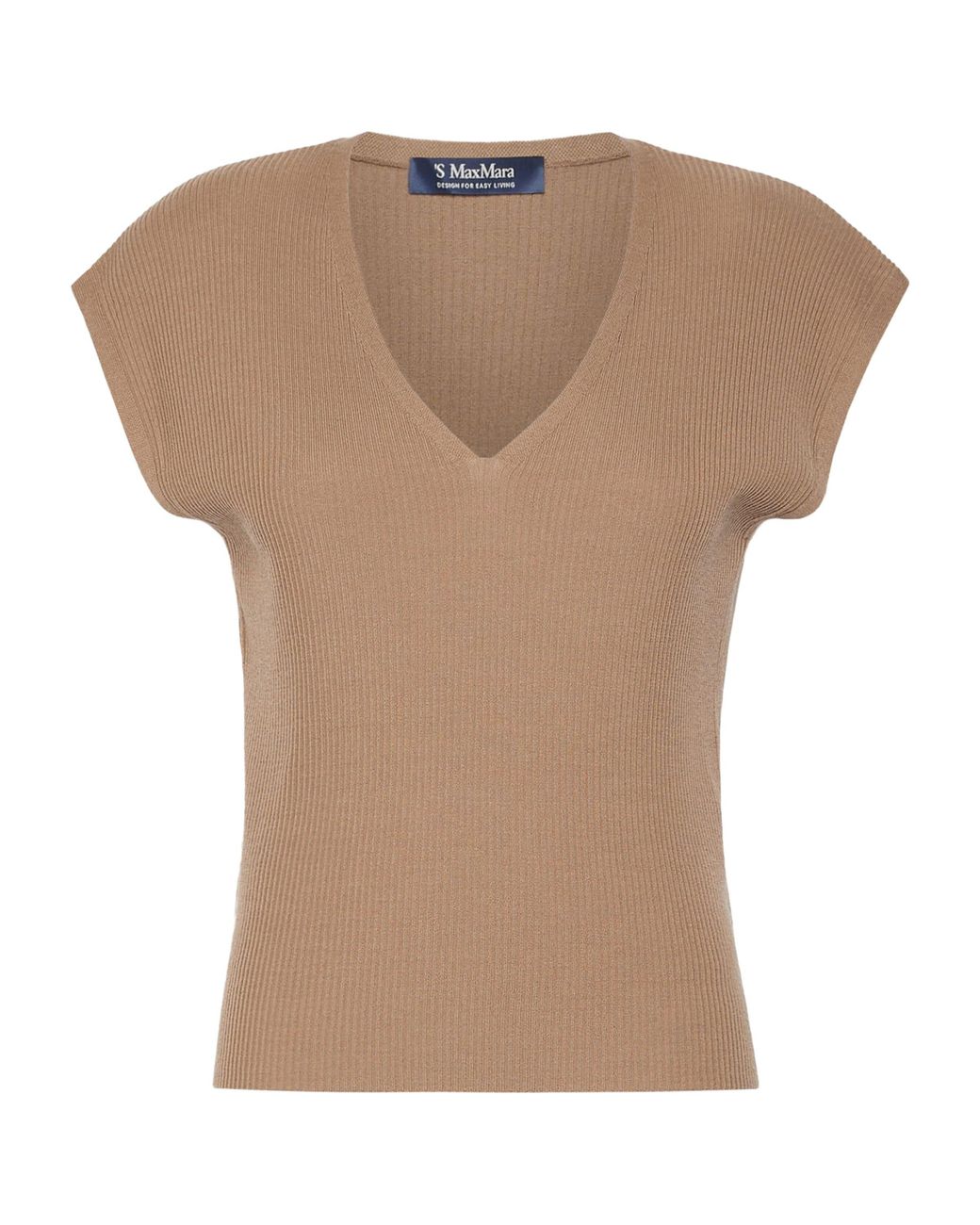 Max Mara Natural Virgin Wool Ribbed Top
