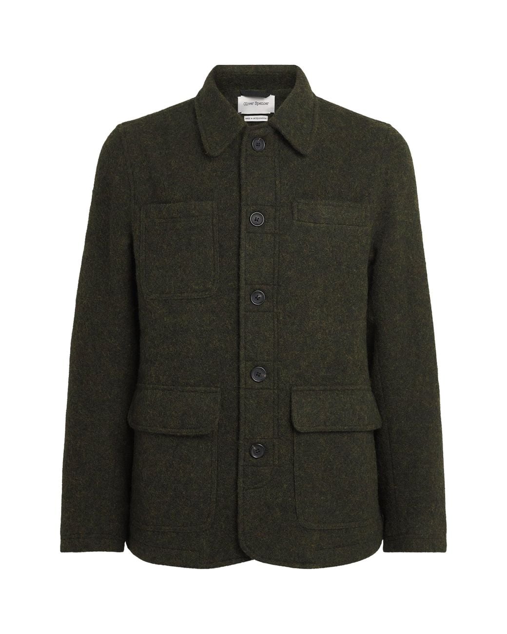 Oliver Spencer Green Wool Addington Overshirt for men