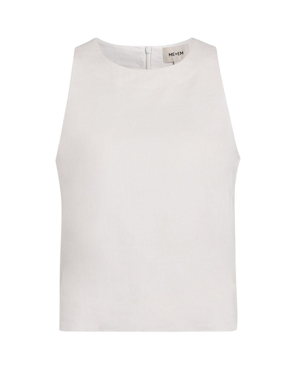 ME+EM White Linen-Blend Creaseless Shell Top