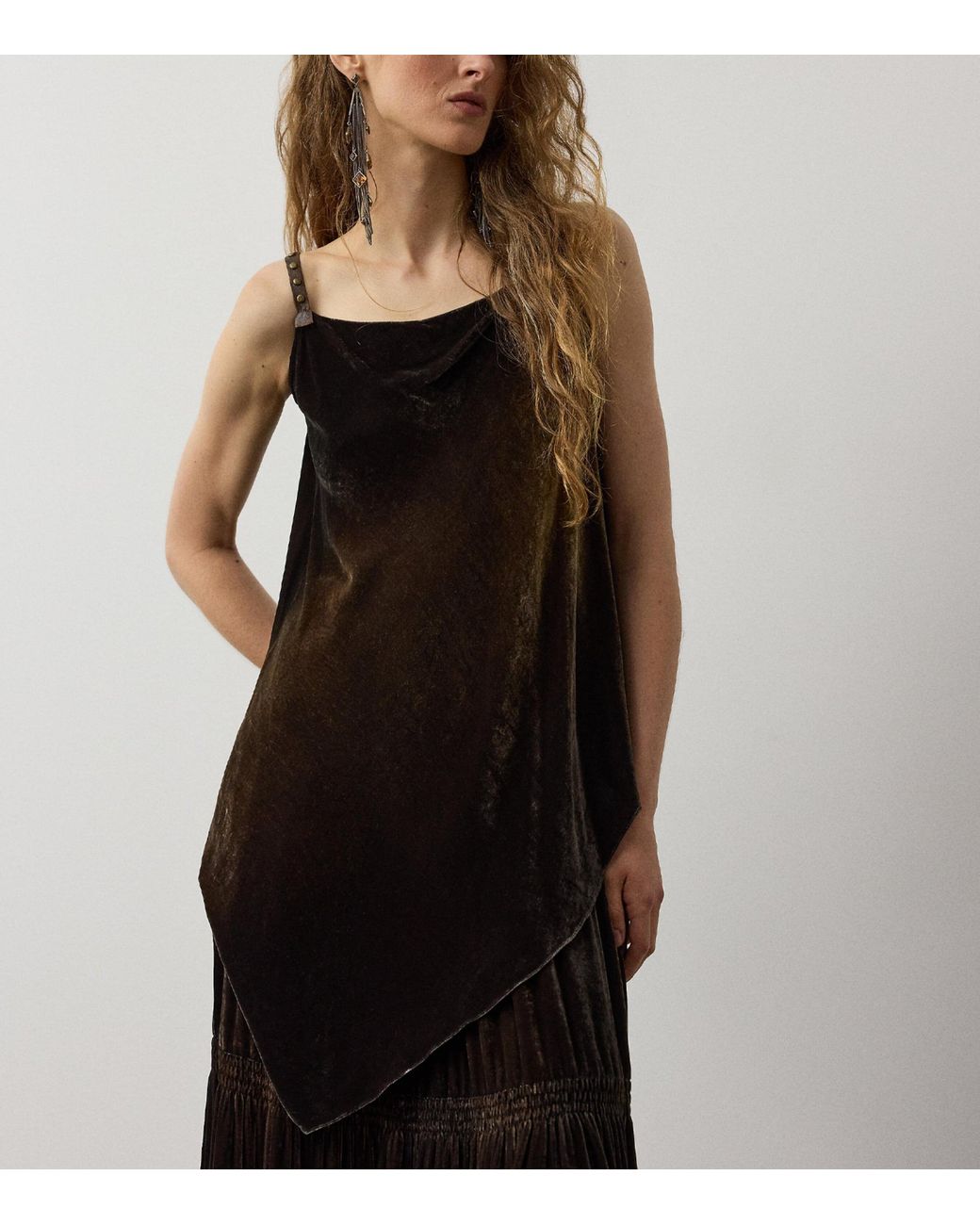 Ralph Lauren Black Velvet Asymmetrical Idina Top