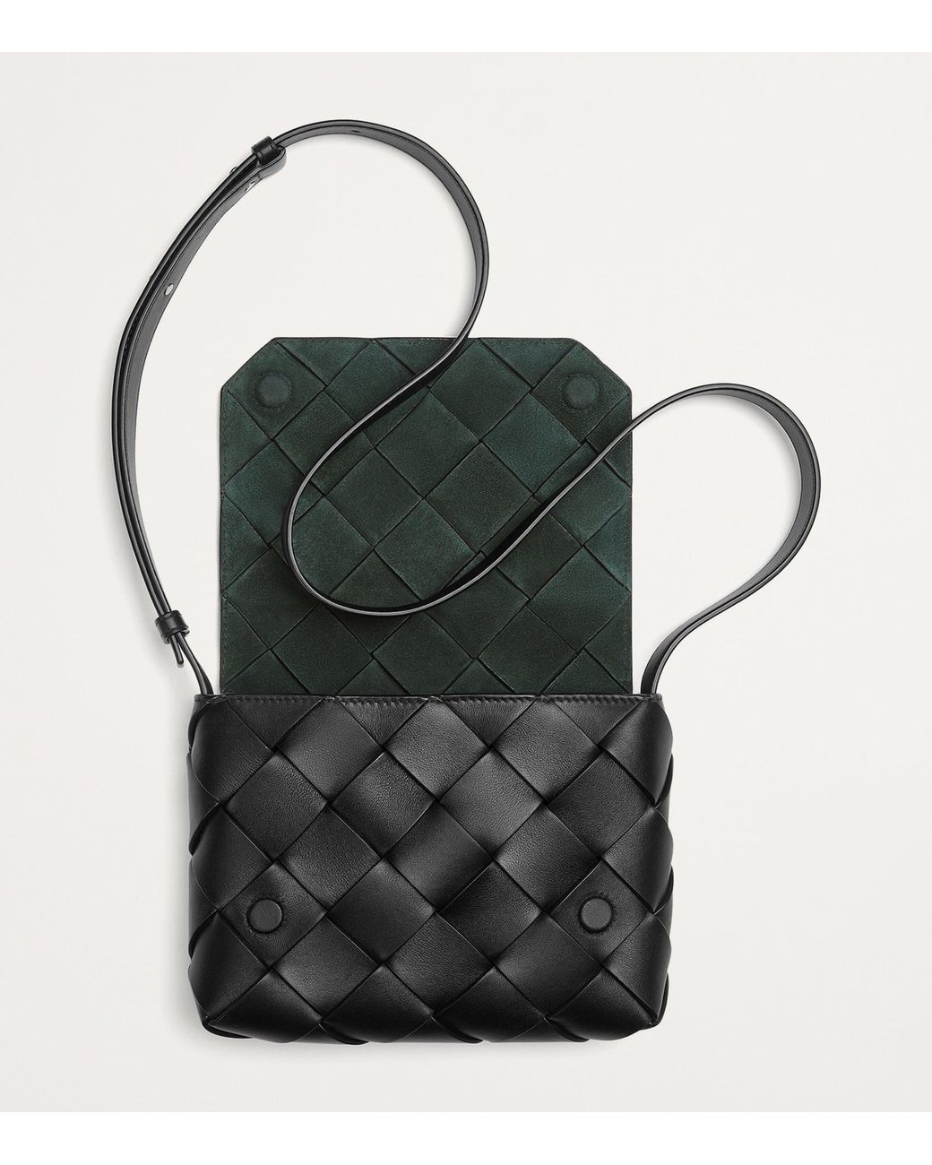 Bottega Veneta Black Suede Intreccio Diago Cross-Body Bag for men