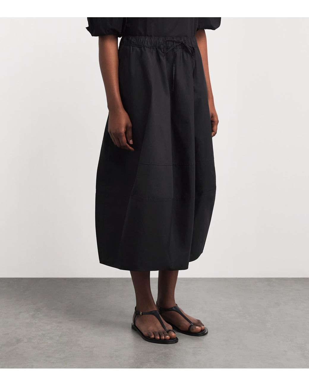 Polo Ralph Lauren Black Cotton Cocoon Midi Skirt