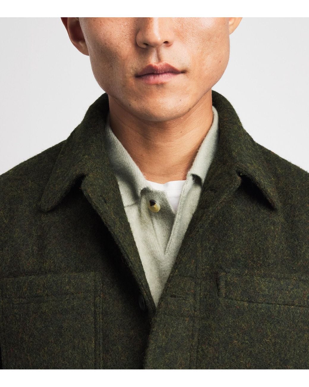 Oliver Spencer Green Wool Addington Overshirt for men