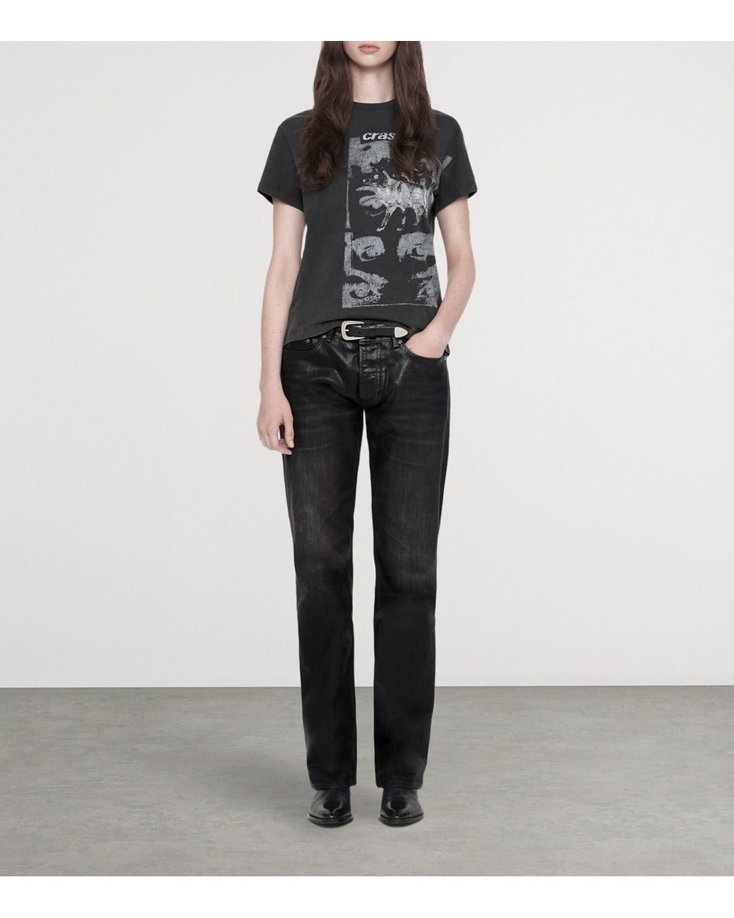 AllSaints Black Nat Low-Rise Slim Jeans