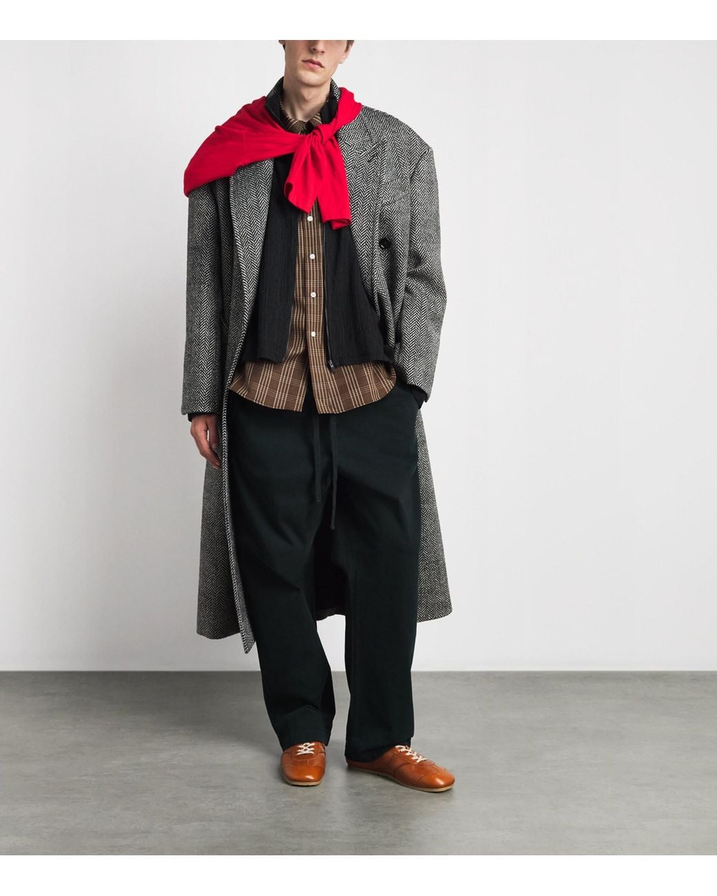 AMI Brown Cotton Check Shirt for men