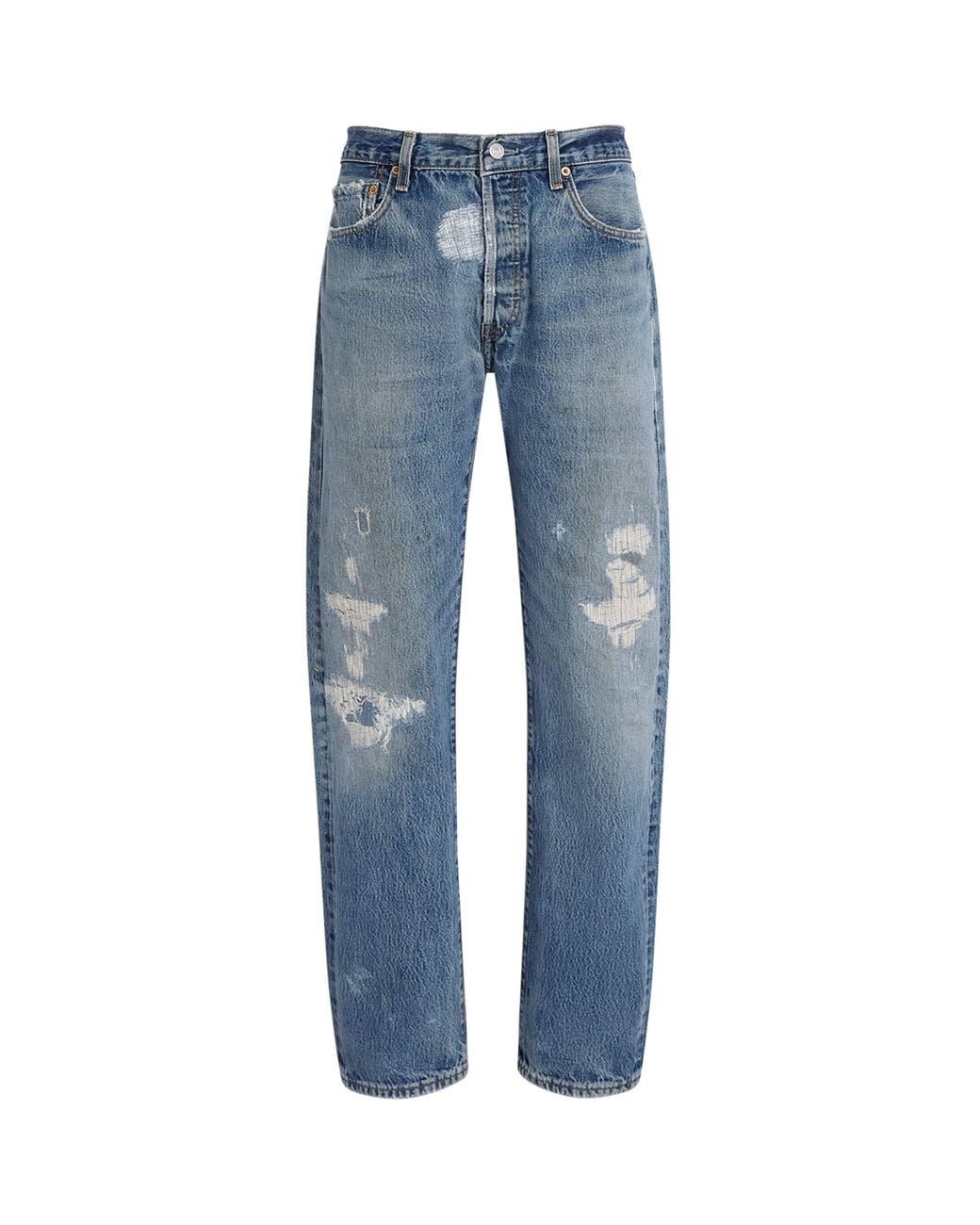 Re/done Blue Mica Low-Rise Straight Jeans