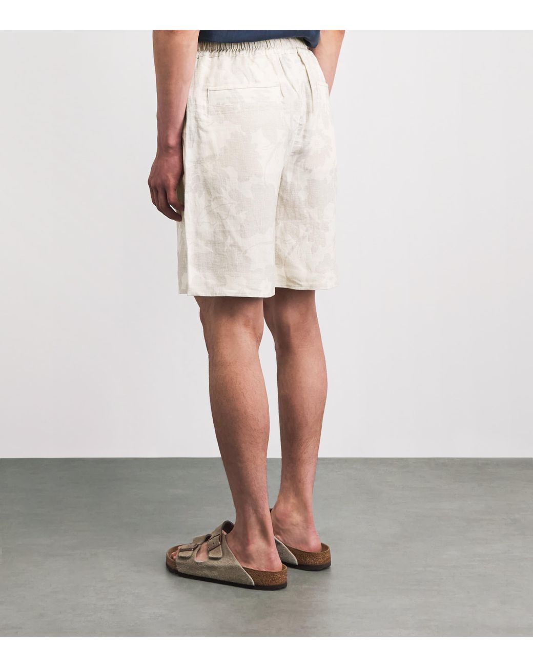 Eleventy Natural Linen Printed Bermuda Shorts for men