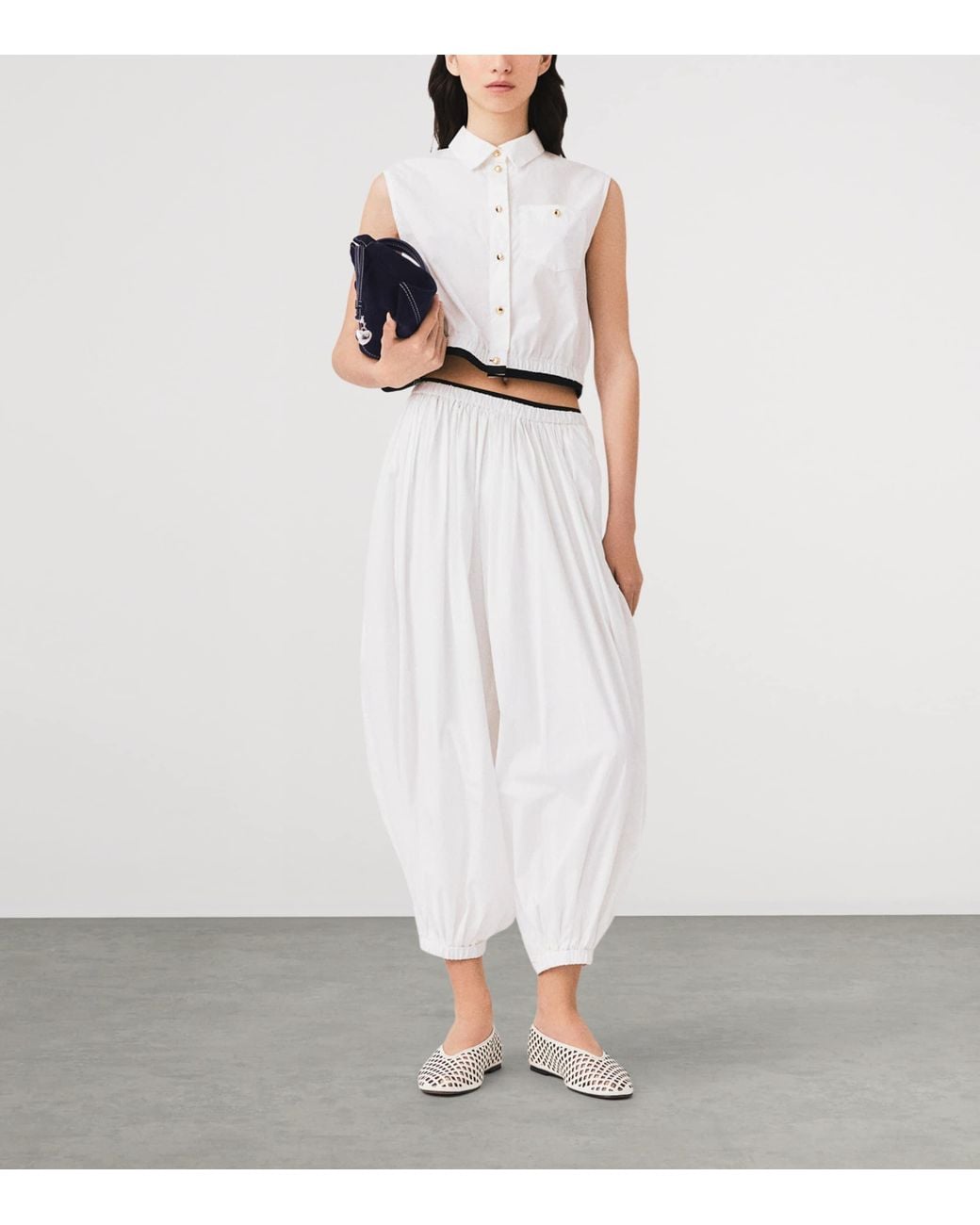 Maje White Cotton Sleeveless Shirt