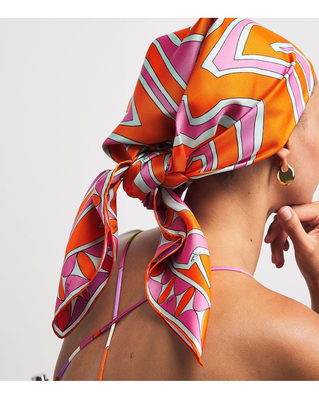 Emilio Pucci Orange Silk Labirinto Scarf