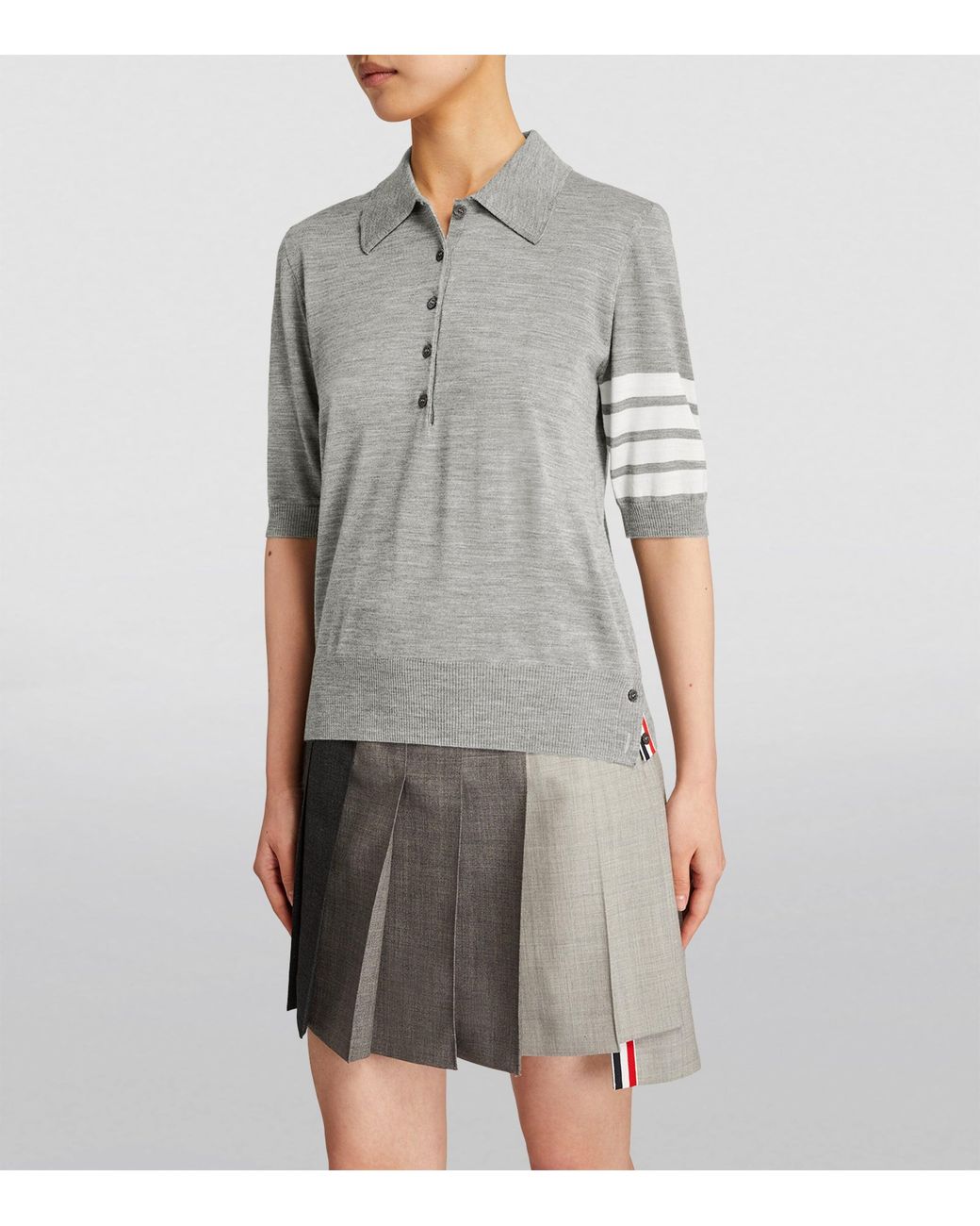 Thom Browne Gray 4-Bar Polo Shirt