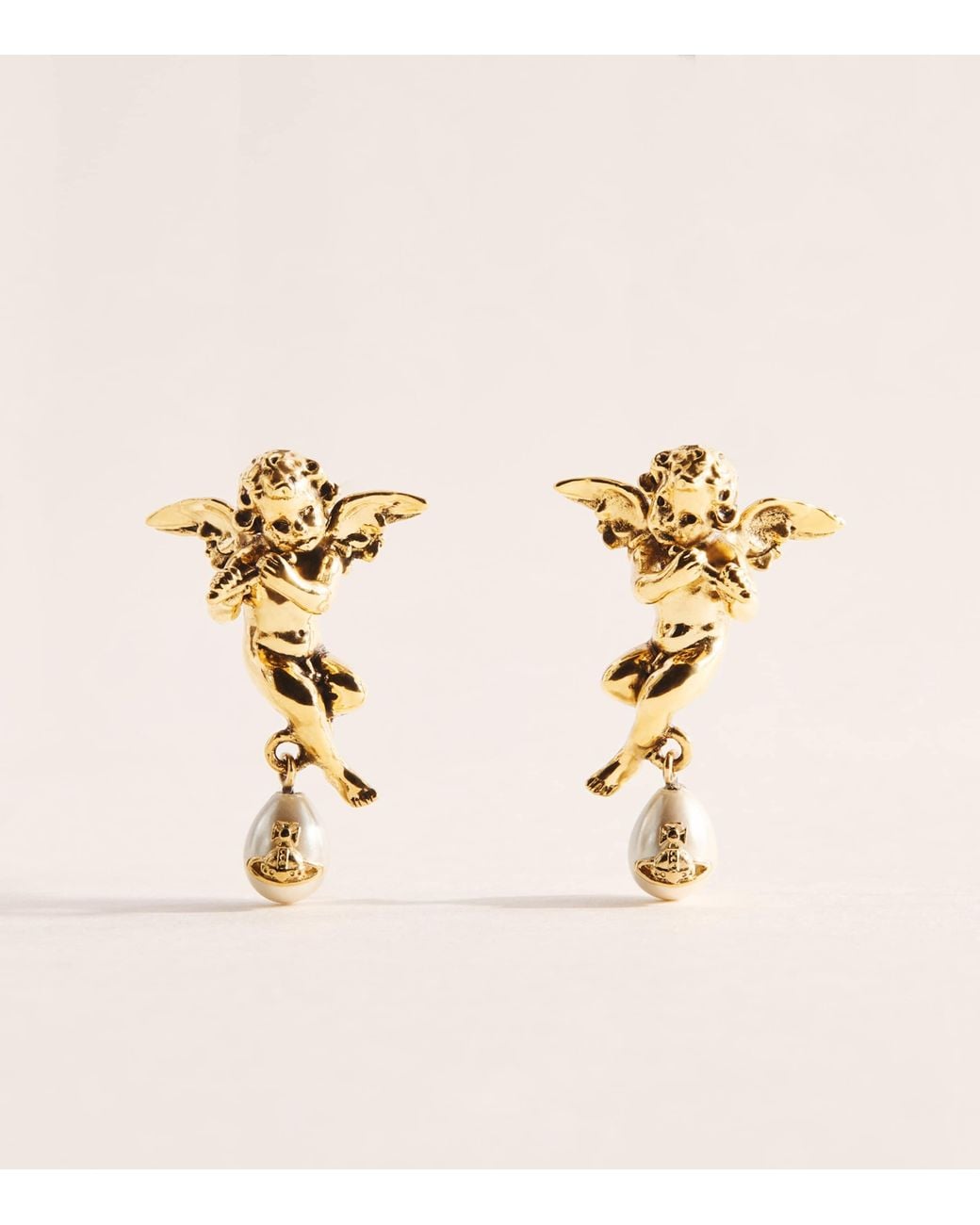 Vivienne Westwood Natural Faux Pearl Putti Drop Earrings