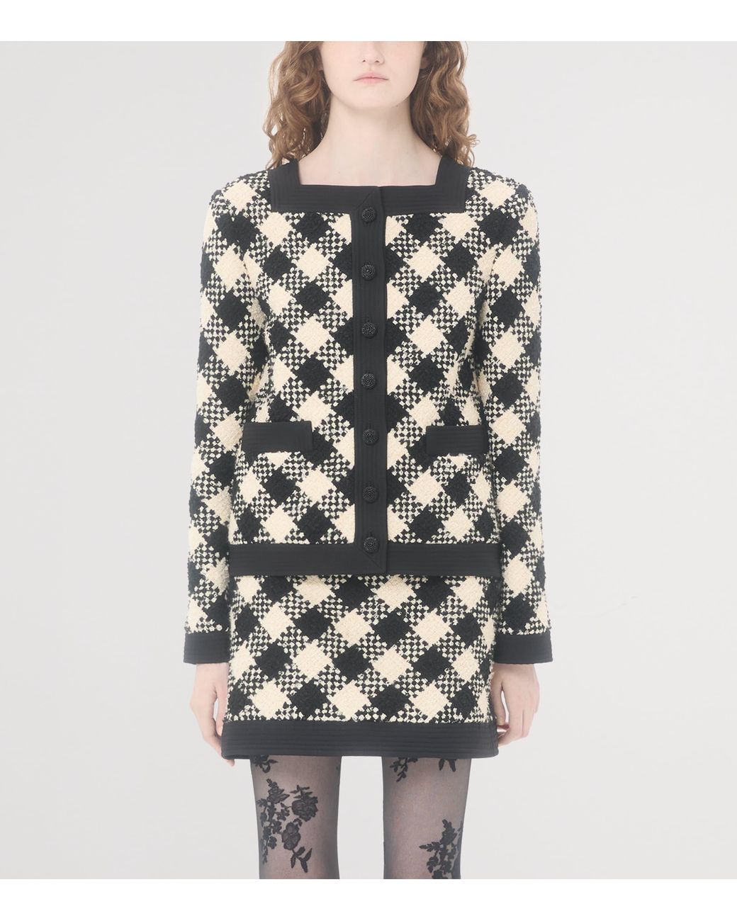 Valentino Black Tweed Damier Jacket