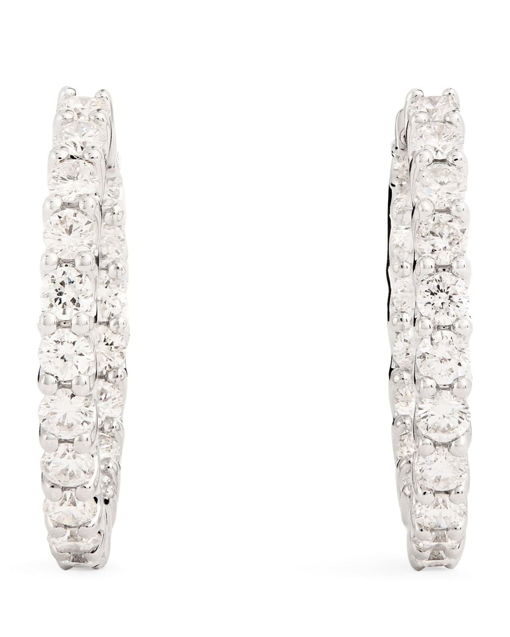 Harrods White Medium And Diamond Hoop Earrings