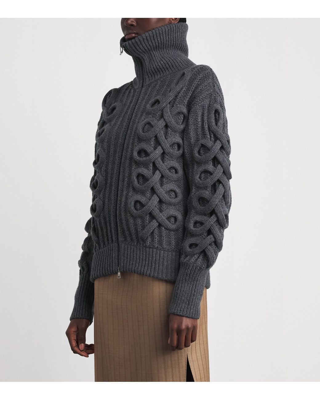Etro Gray Wool-Blend Zip-Up Cardigan
