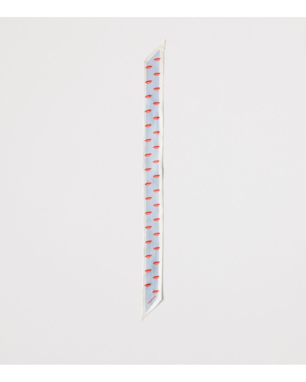 Prada White Silk Printed Skinny Scarf