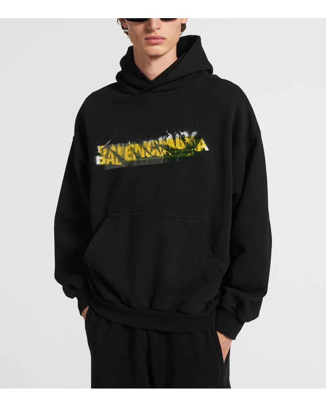 Balenciaga Black Apos;S Paris Thunderstorm Medium-Fit Hoodie for men