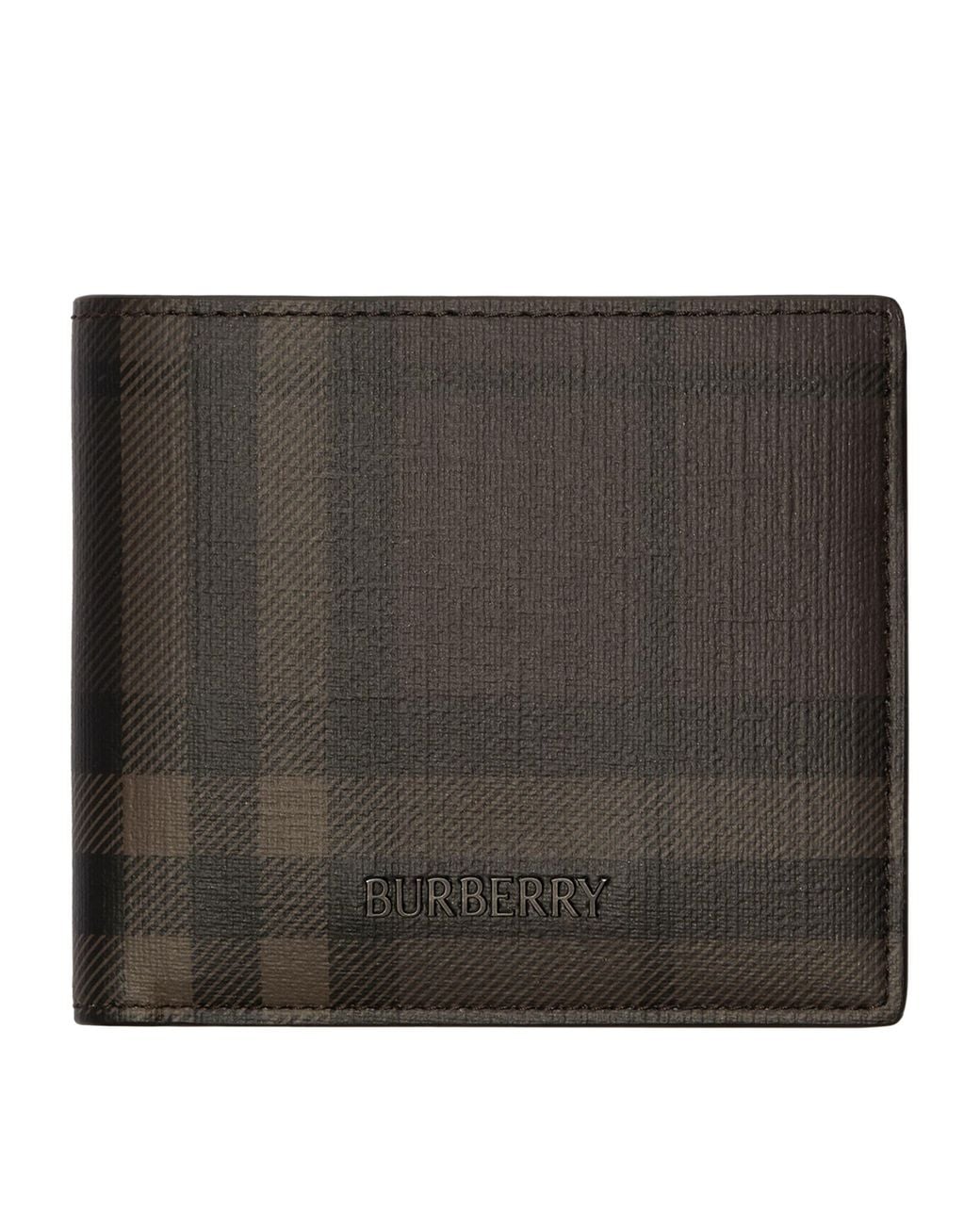 Burberry Black City Check Bifold Coin Wallet for men