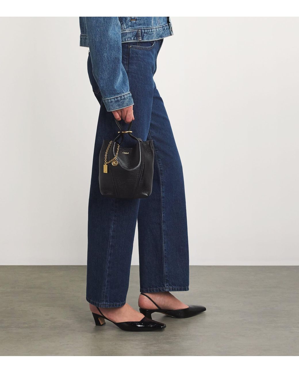 Chloé Black Small Calfskin Spin Tote Bag