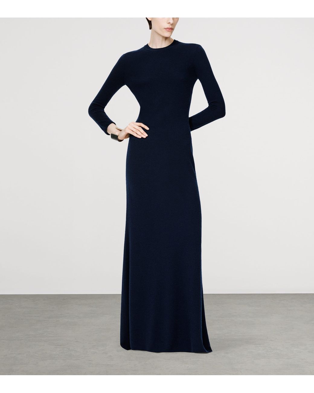 Tom Ford Blue Cashmere-Silk-Blend Sheer Back Maxi Dress