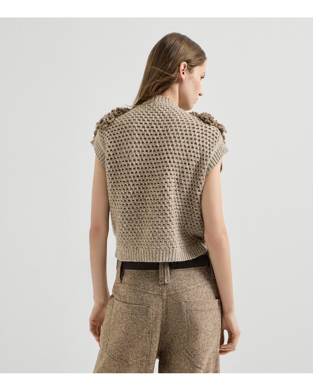 Brunello Cucinelli Natural Dazzling Blossom Opera Sweater Vest