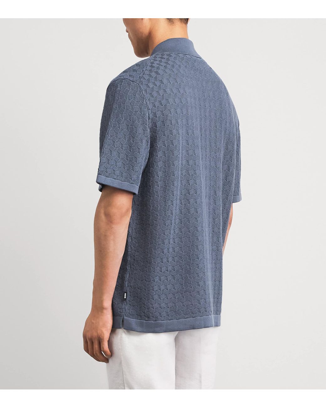 Boss Blue Pointelle-Knit Cardigan for men