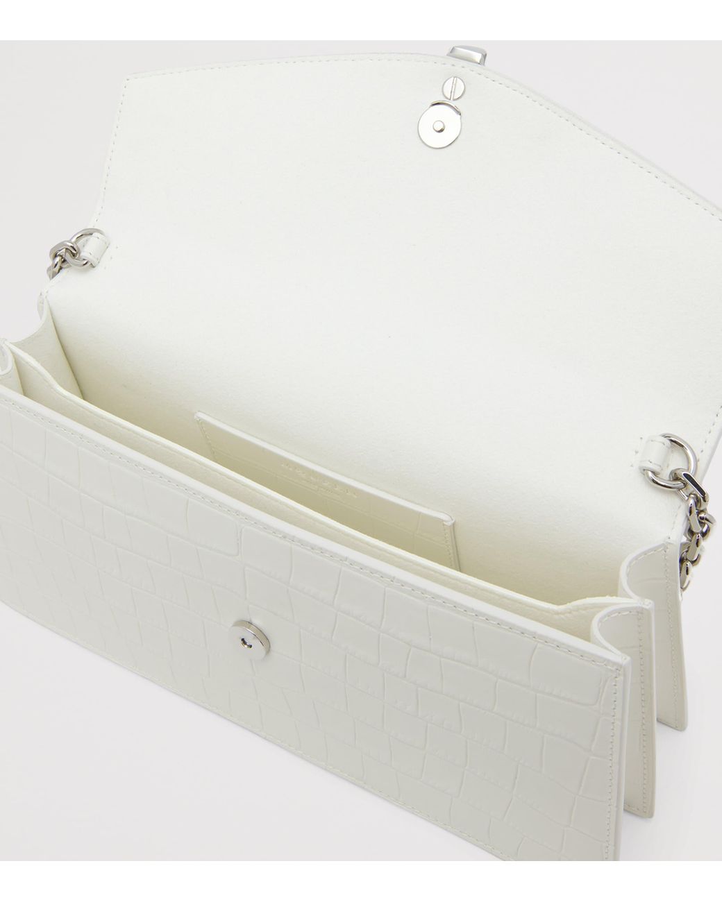McQueen White Croc-Embossed Skull Top-Handle Bag