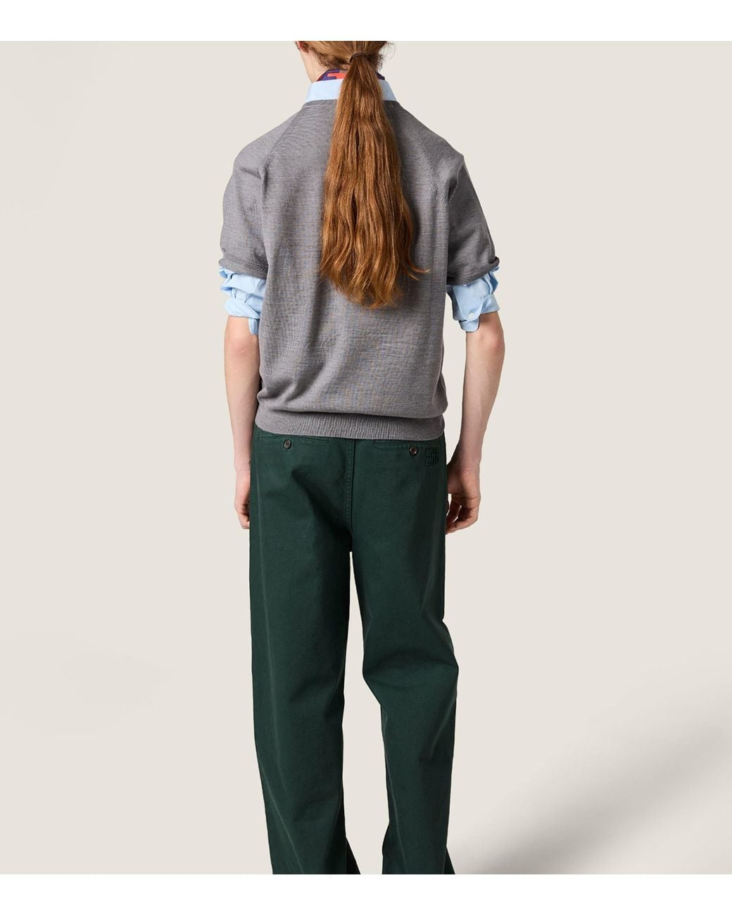 Miu Miu Gray Fleece Wool Logo Sweater