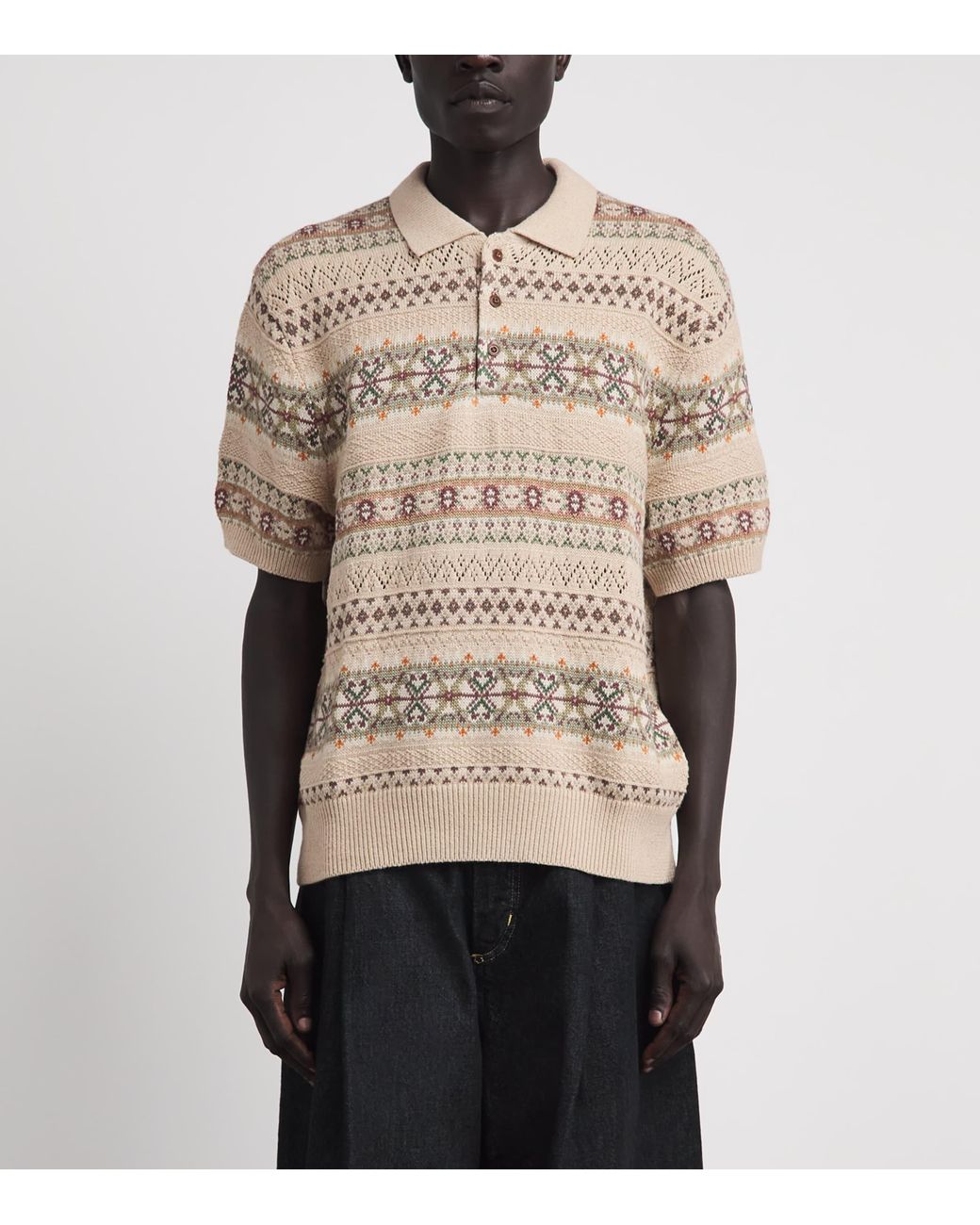 Polo Ralph Lauren Natural Linen-Cotton Fair Isle Polo Sweater for men