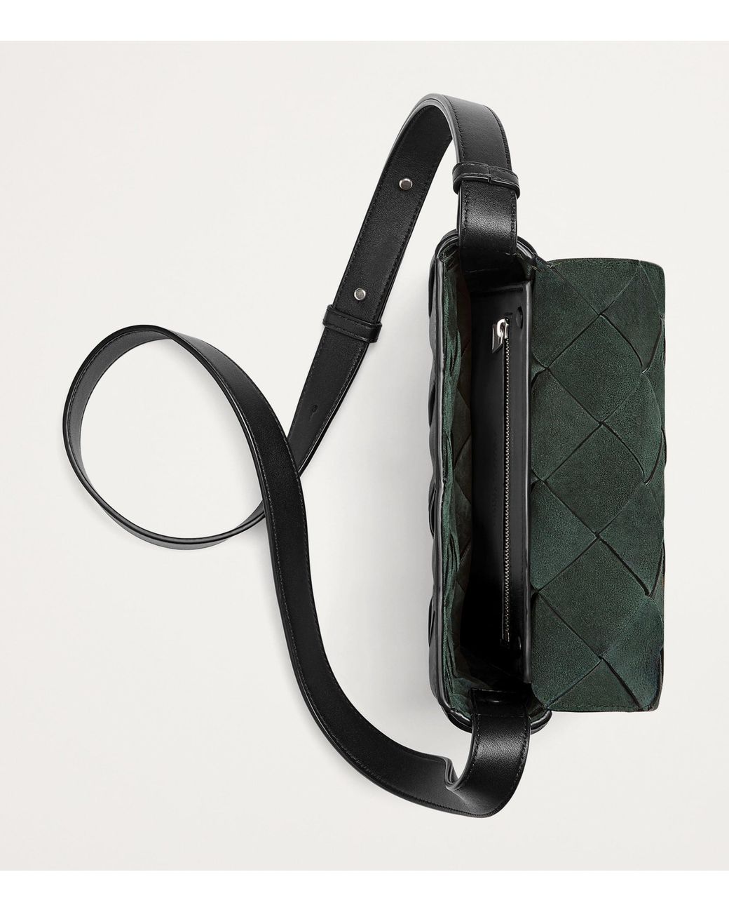 Bottega Veneta Black Suede Intreccio Diago Cross-Body Bag for men