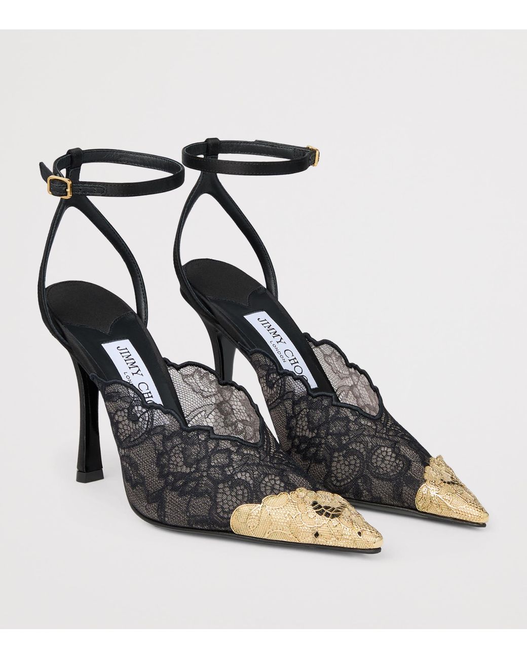 Jimmy Choo Gray Faiz 100 Lace Pumps