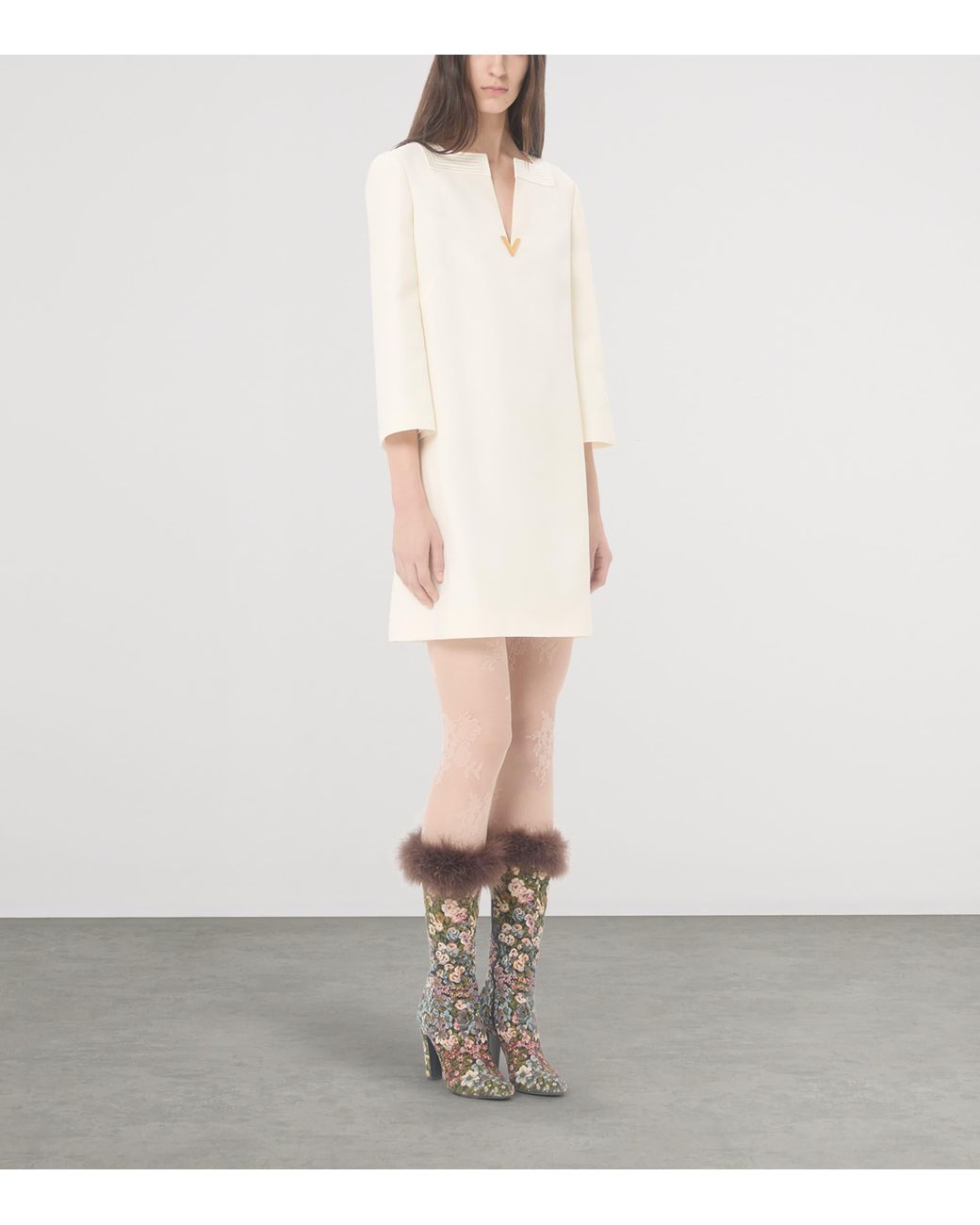 Valentino White Virgin Wool-Silk Mini Dress
