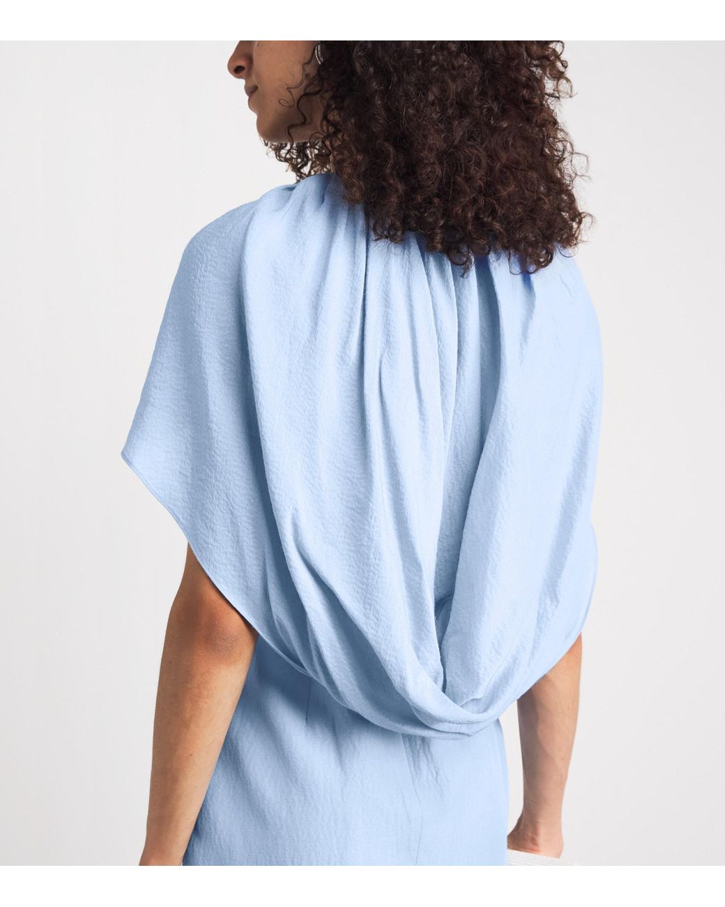 Roland Mouret Blue Cape-Detail Midi Dress