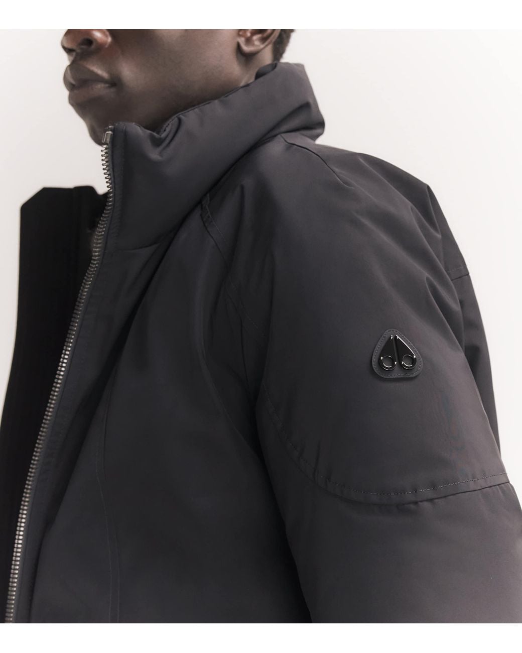 Moose Knuckles Black Down West-Ed Trucker Jacket for men
