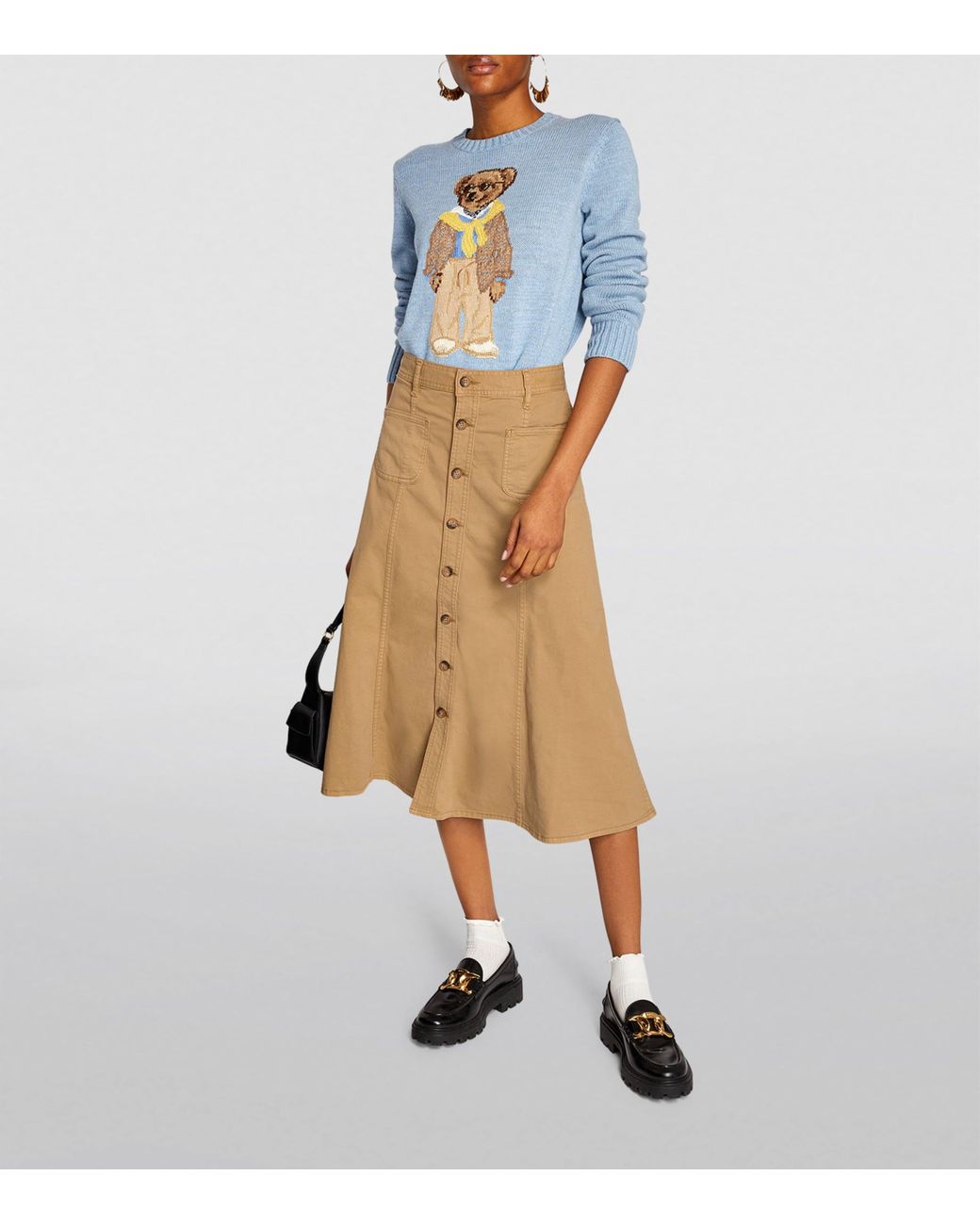 スカート Polo Ralph Lauren Slightly High-Waisted Midi Cotton Skirt Polo Ralph Lauren Slightly High-Waisted Cotton Skirt With