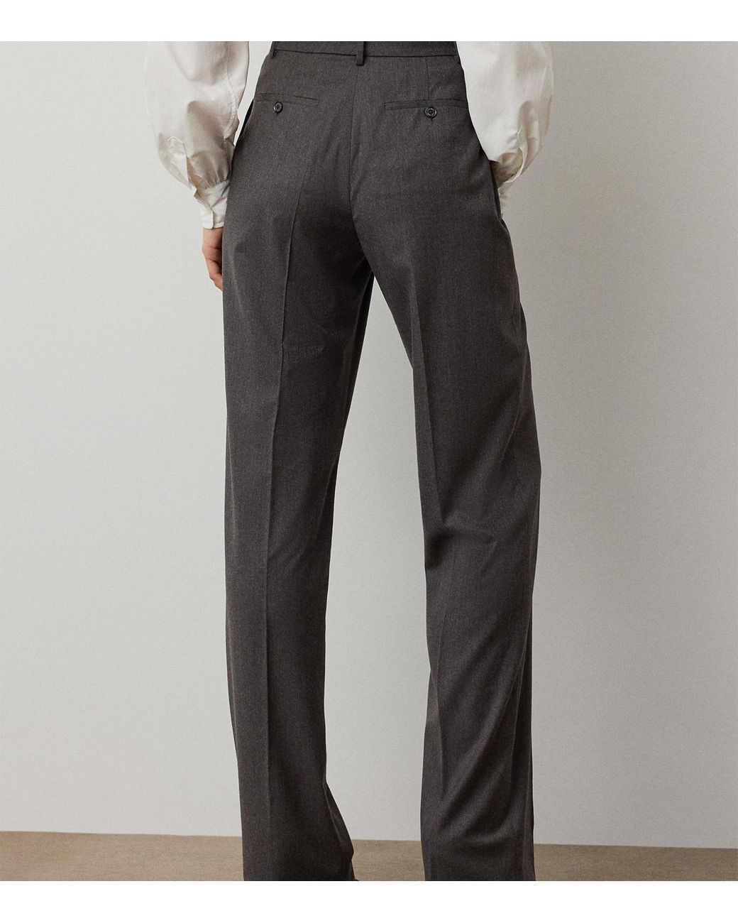 Ralph Lauren Gray Wool-Blend Straight Trousers